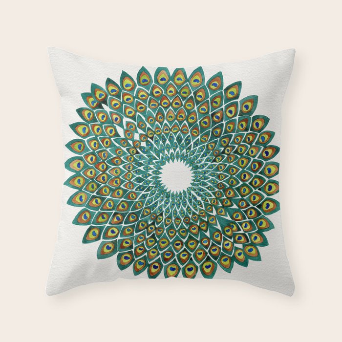 Peacock Mandala Throw Pillow Gallery Image 6
