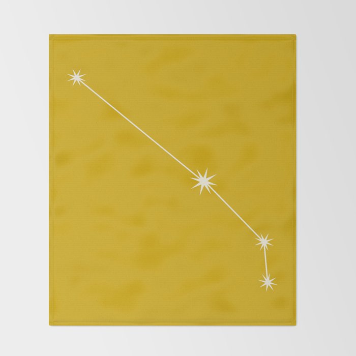 Aries Zodiac Star Constellation Line Art Golden Yellow Throw Blanket Gallery Image 2