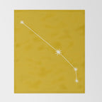 Aries Zodiac Star Constellation Line Art Golden Yellow Throw Blanket Gallery Image 2