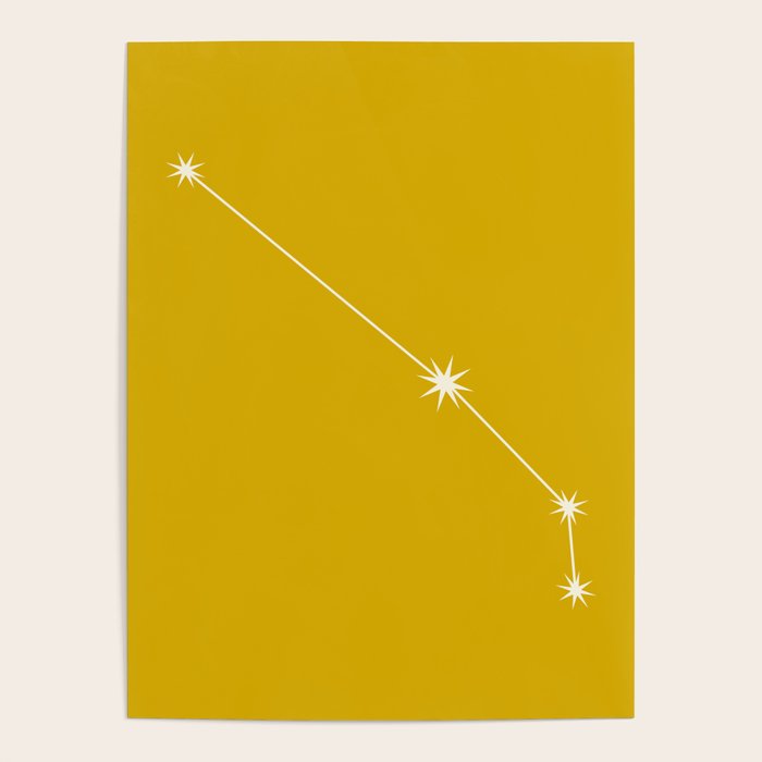 Aries Zodiac Star Constellation Line Art Golden Yellow Poster Gallery Image 4