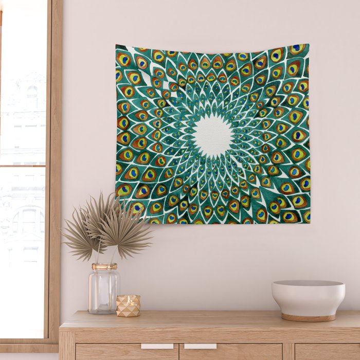 Peacock Mandala Wall Tapestry Gallery Image 2