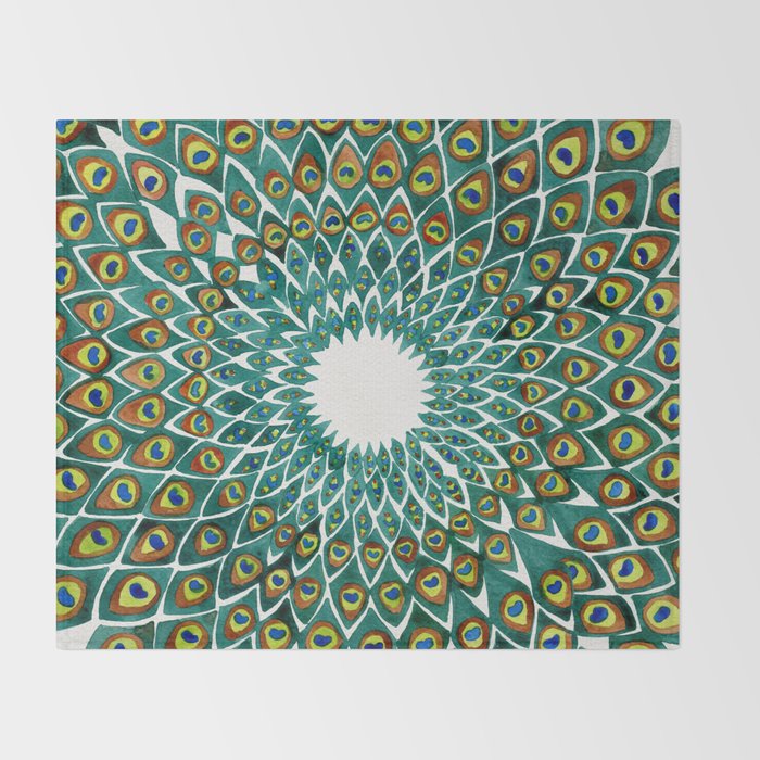 Peacock Mandala Throw Blanket Gallery Image 2