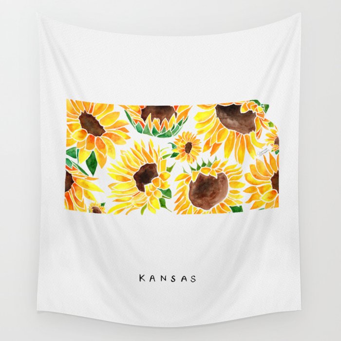 Kansas State Sunflowers Wall Tapestry Gallery Image 4
