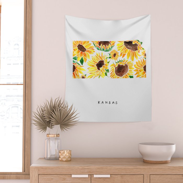 Kansas State Sunflowers Wall Tapestry Gallery Image 2