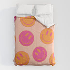 Retro Groovy Smiley Face Poster - Pink and Orange 90s Vibes Comforter Gallery Image 6