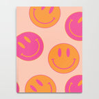 Retro Groovy Smiley Face Poster - Pink and Orange 90s Vibes Notebook Gallery Image 4