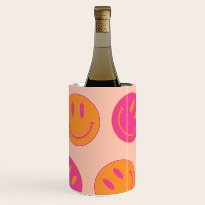 Retro Groovy Smiley Face Poster - Pink and Orange 90s Vibes Wine Chiller Gallery Image 2