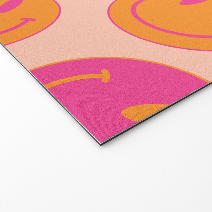 Retro Groovy Smiley Face Poster - Pink and Orange 90s Vibes Welcome Mat Gallery Image 2