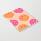 Retro Groovy Smiley Face Poster - Pink and Orange 90s Vibes Notebook Gallery Image 3