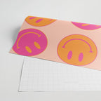 Retro Groovy Smiley Face Poster - Pink and Orange 90s Vibes Wrapping Paper Gallery Image 2