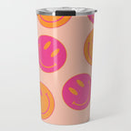 Retro Groovy Smiley Face Poster - Pink and Orange 90s Vibes Travel Mug Gallery Image 1