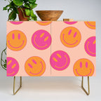 Retro Groovy Smiley Face Poster - Pink and Orange 90s Vibes Credenza Gallery Image 1