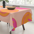 Retro Groovy Smiley Face Poster - Pink and Orange 90s Vibes Tablecloth Gallery Image 3