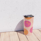 Retro Groovy Smiley Face Poster - Pink and Orange 90s Vibes Travel Mug Gallery Image 4