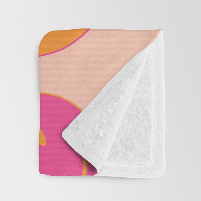 Retro Groovy Smiley Face Poster - Pink and Orange 90s Vibes Throw Blanket Gallery Image 3