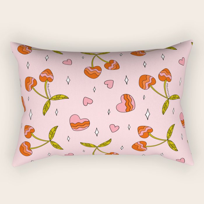 Vintage Cherry Print Rectangular Pillow Gallery Image 1