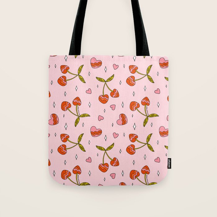 Vintage Cherry Print Tote Bag Gallery Image 1