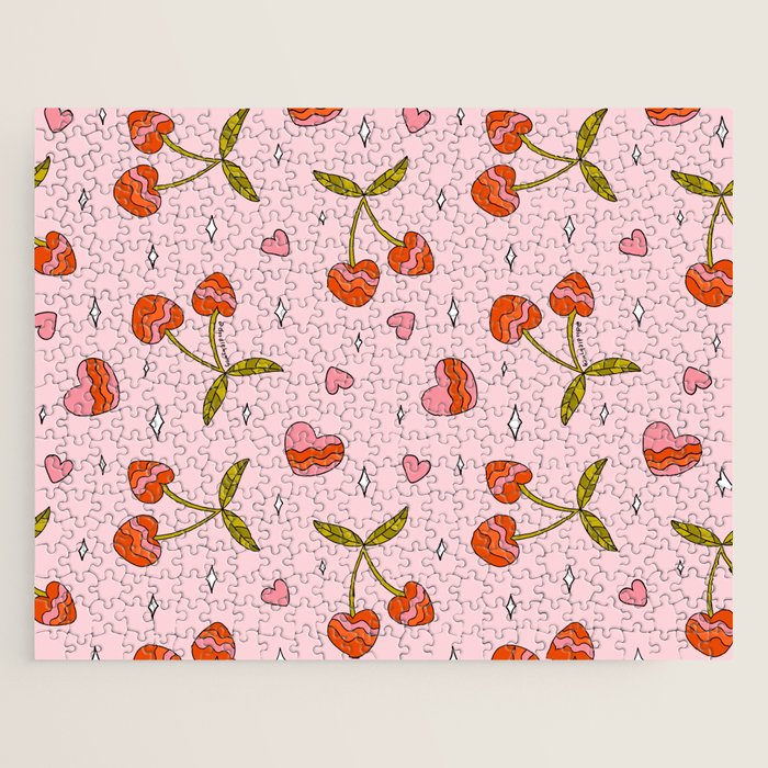 Vintage Cherry Print Jigsaw Puzzle Gallery Image 1