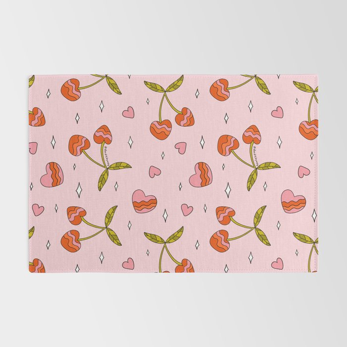Vintage Cherry Print Rug Gallery Image 2