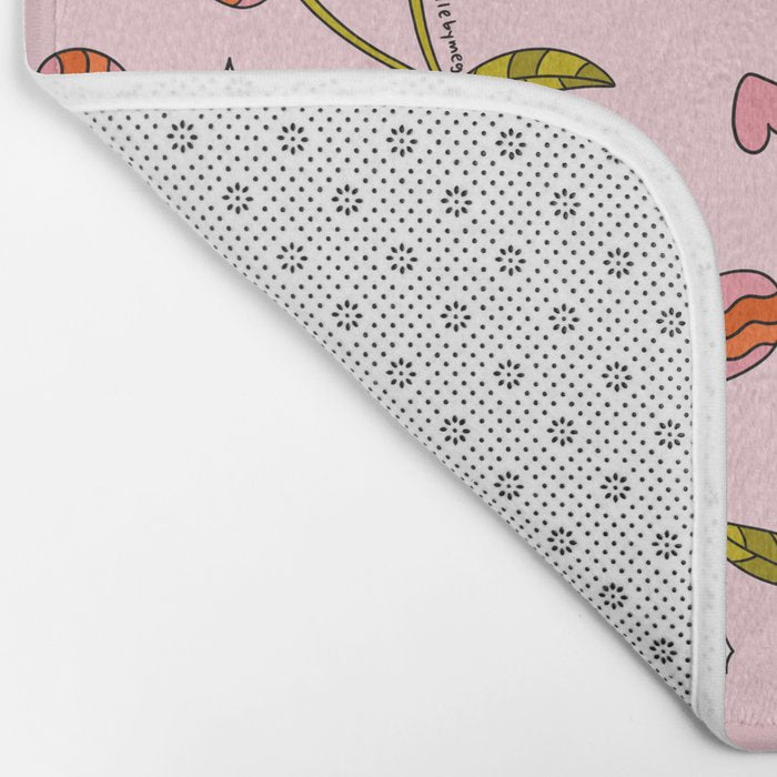 Vintage Cherry Print Bath Mat Gallery Image 2