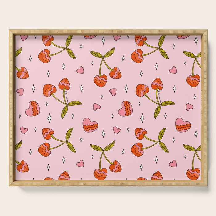 Vintage Cherry Print Serving Tray Gallery Image 1