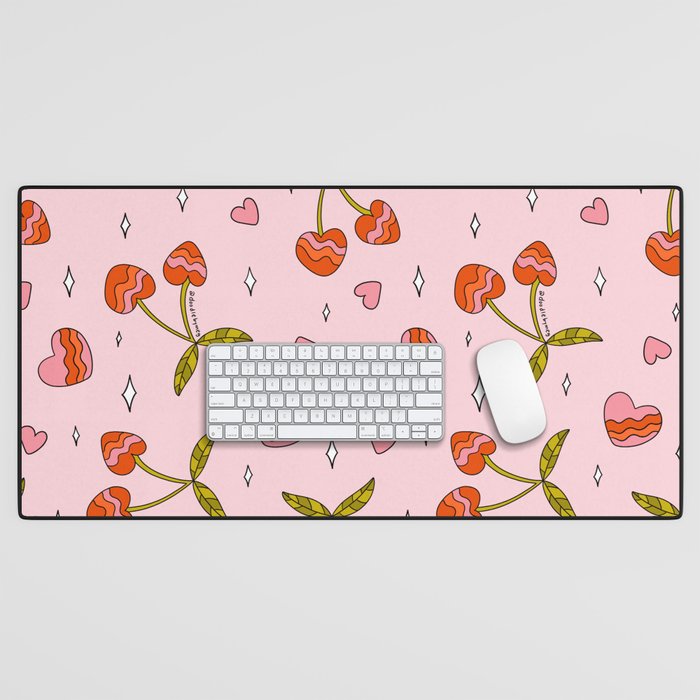 Vintage Cherry Print Desk Mat Gallery Image 1