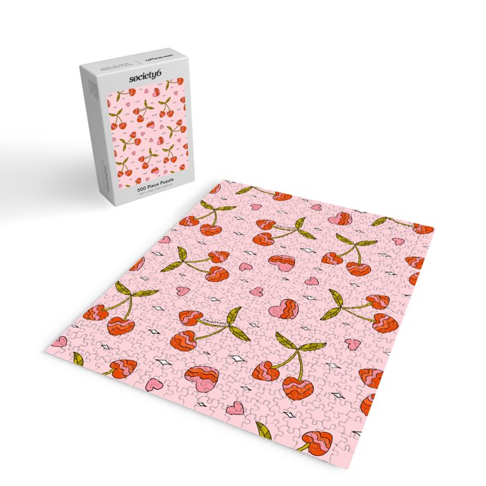 Vintage Cherry Print Jigsaw Puzzle Gallery Image 2