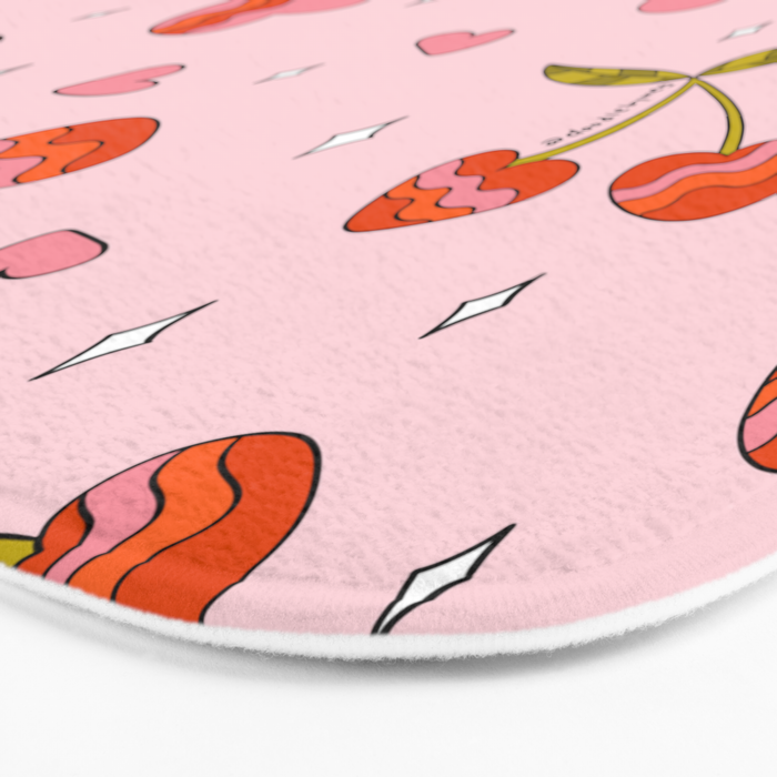 Vintage Cherry Print Bath Mat Gallery Image 3