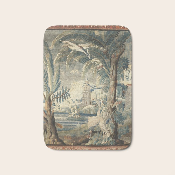 Antique French Verdure Pagoda Tapestry Bath Mat Gallery Image 1