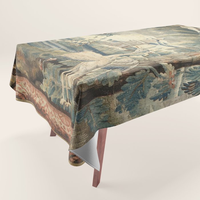 Antique French Verdure Pagoda Tapestry Tablecloth Gallery Image 1