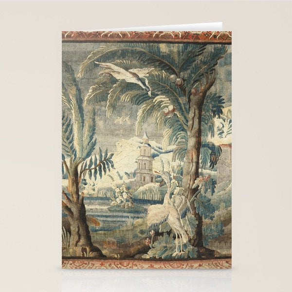 Antique French Verdure Pagoda Tapestry Stationery Card Gallery Image 2