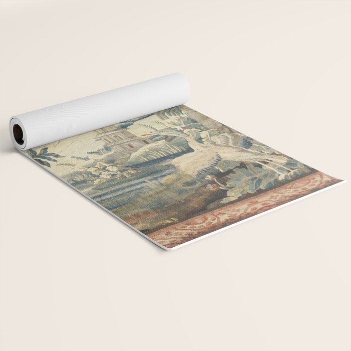 Antique French Verdure Pagoda Tapestry Yoga Mat Gallery Image 2