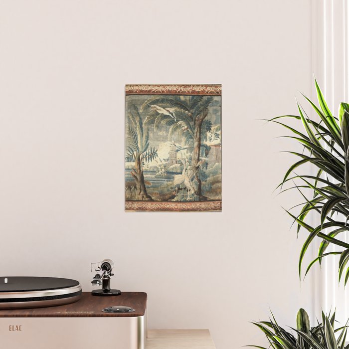 Antique French Verdure Pagoda Tapestry Poster Gallery Image 2