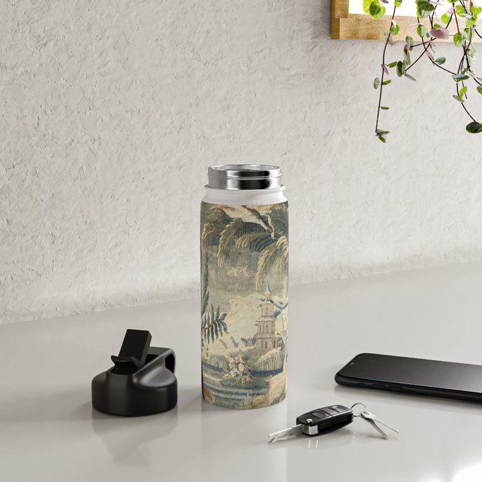 Antique French Verdure Pagoda Tapestry Water Bottle Gallery Image 4