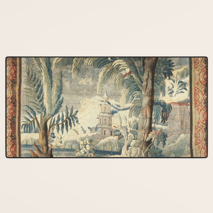 Antique French Verdure Pagoda Tapestry Desk Mat Gallery Image 3