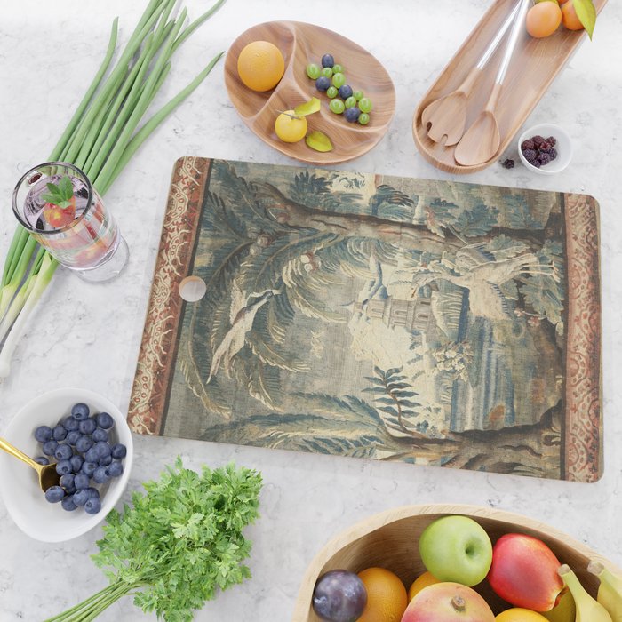 Antique French Verdure Pagoda Tapestry Cutting Board Gallery Image 2