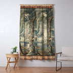 Antique French Verdure Pagoda Tapestry Window Curtain Gallery Image 5