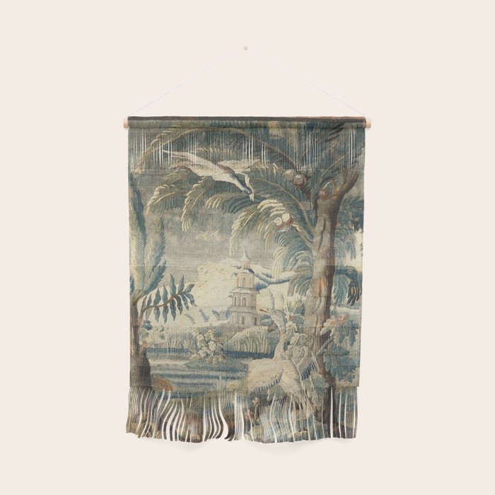 Antique French Verdure Pagoda Tapestry Wall Hanging Gallery Image 1
