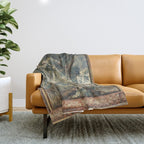 Antique French Verdure Pagoda Tapestry Throw Blanket Gallery Image 1