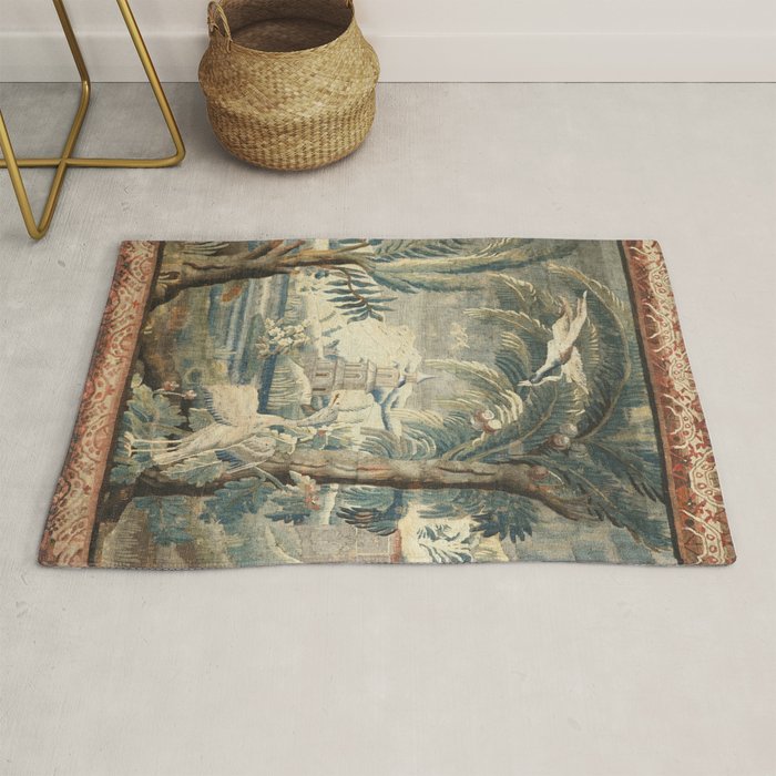 Antique French Verdure Pagoda Tapestry Rug Gallery Image 1