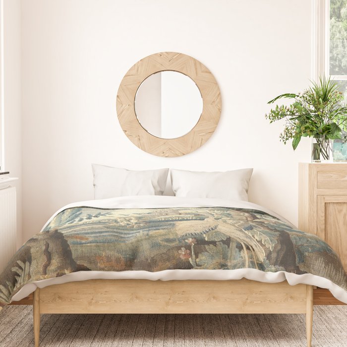 Antique French Verdure Pagoda Tapestry Duvet Cover Gallery Image 3