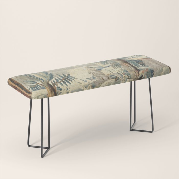 Antique French Verdure Pagoda Tapestry Bench Gallery Image 1
