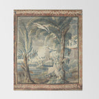Antique French Verdure Pagoda Tapestry Throw Blanket Gallery Image 2
