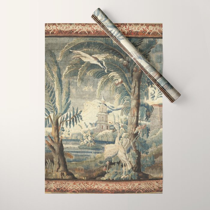 Antique French Verdure Pagoda Tapestry Wrapping Paper Gallery Image 1