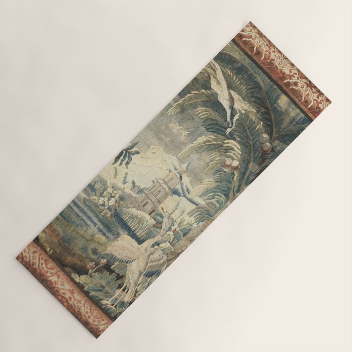 Antique French Verdure Pagoda Tapestry Yoga Mat Gallery Image 1