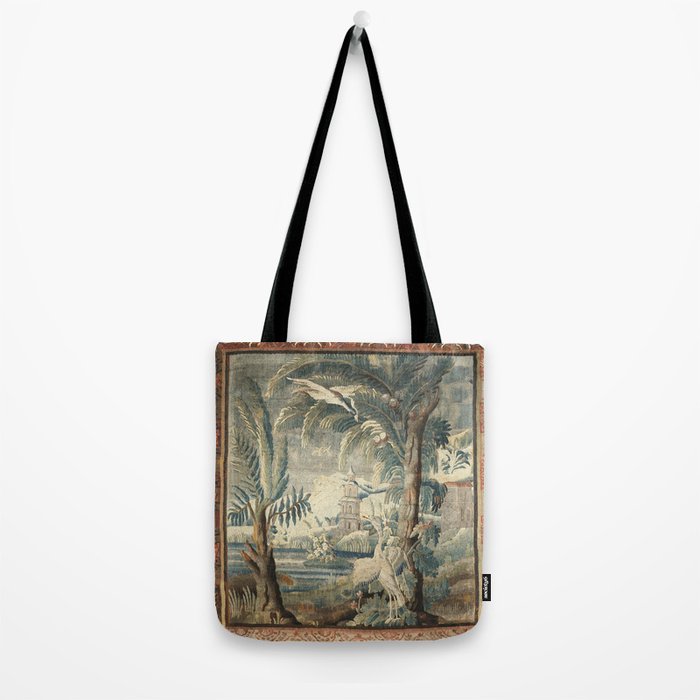 Antique French Verdure Pagoda Tapestry Tote Bag Gallery Image 2
