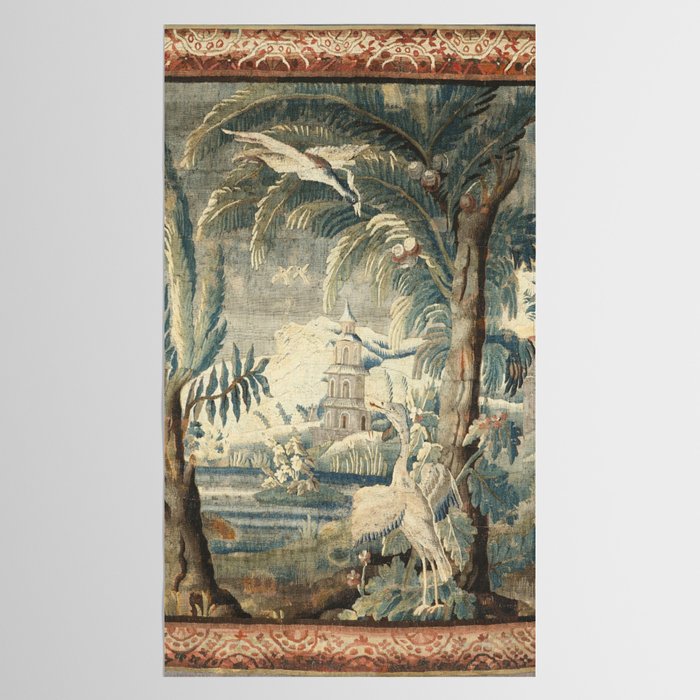 Antique French Verdure Pagoda Tapestry Tablecloth Gallery Image 2