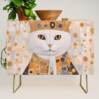 White Klimt Cat Dressed as King Cat Credenza Gallery Image 1