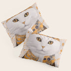 White Klimt Cat Dressed as King Cat Pillow Sham Gallery Image 3