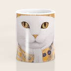White Klimt Cat Dressed as King Cat Coffee Mug Gallery Image 4